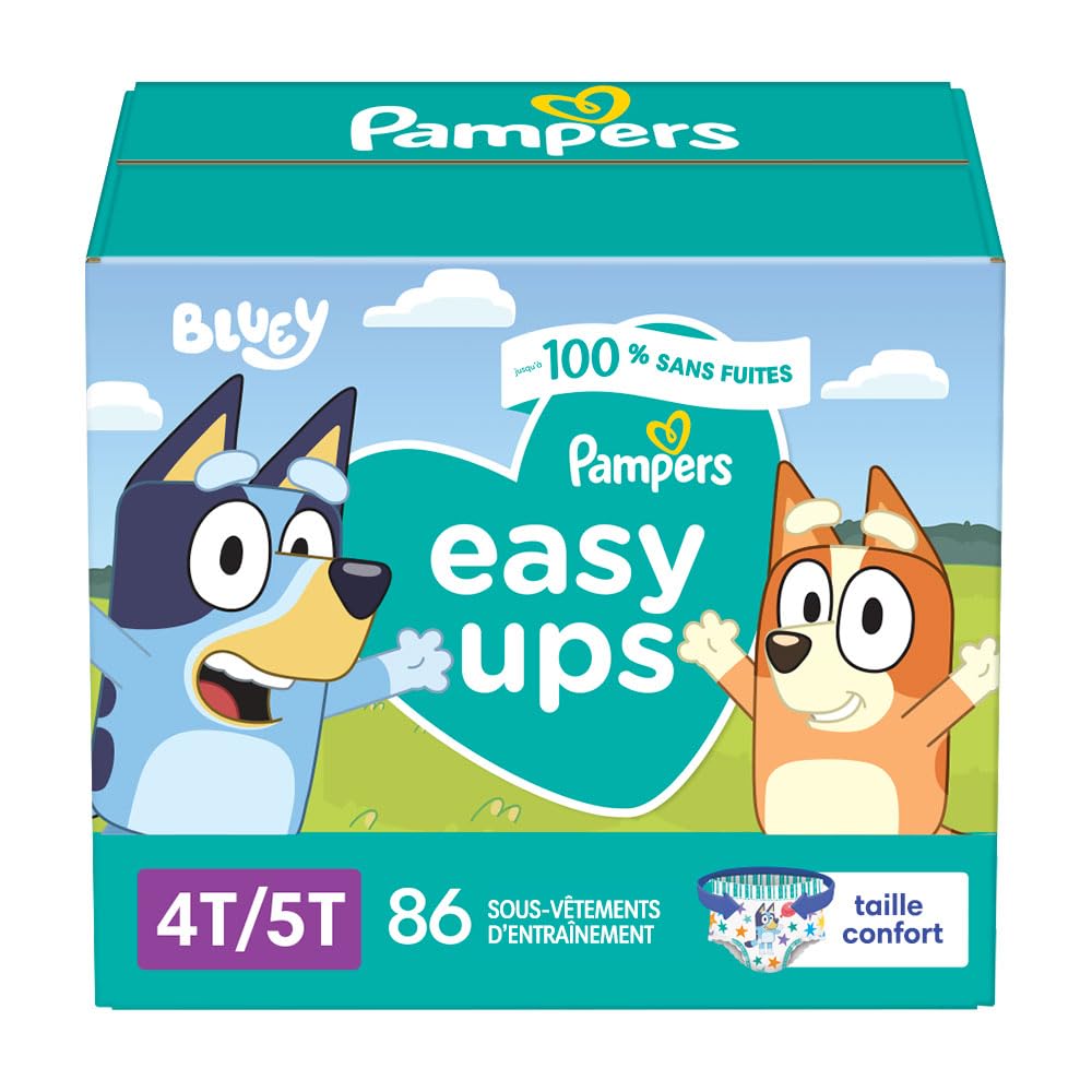 Easy Ups Girls & Boys Potty Training Pants, Size 4 (2T-3T), 140 Count, Bluey Absorbent Pull Up Training Underwear, Up to 100% Leakproof Day and Night, Hypoallergenic