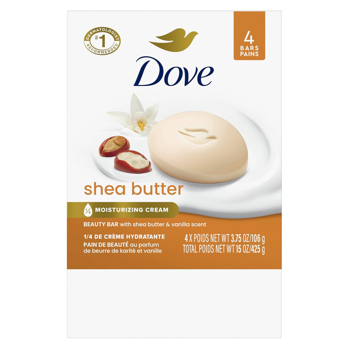 Dove Shea Butter Beauty Bar Soap 8 Count, Cleanser, 3.75 oz I beauty bar
