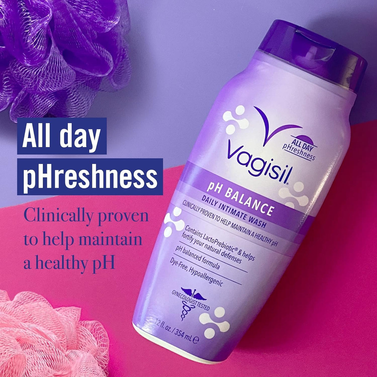 Vagisil pH Balance Feminine Wash, LactoPrebiotic, 12 Fl Oz (3 Pack)