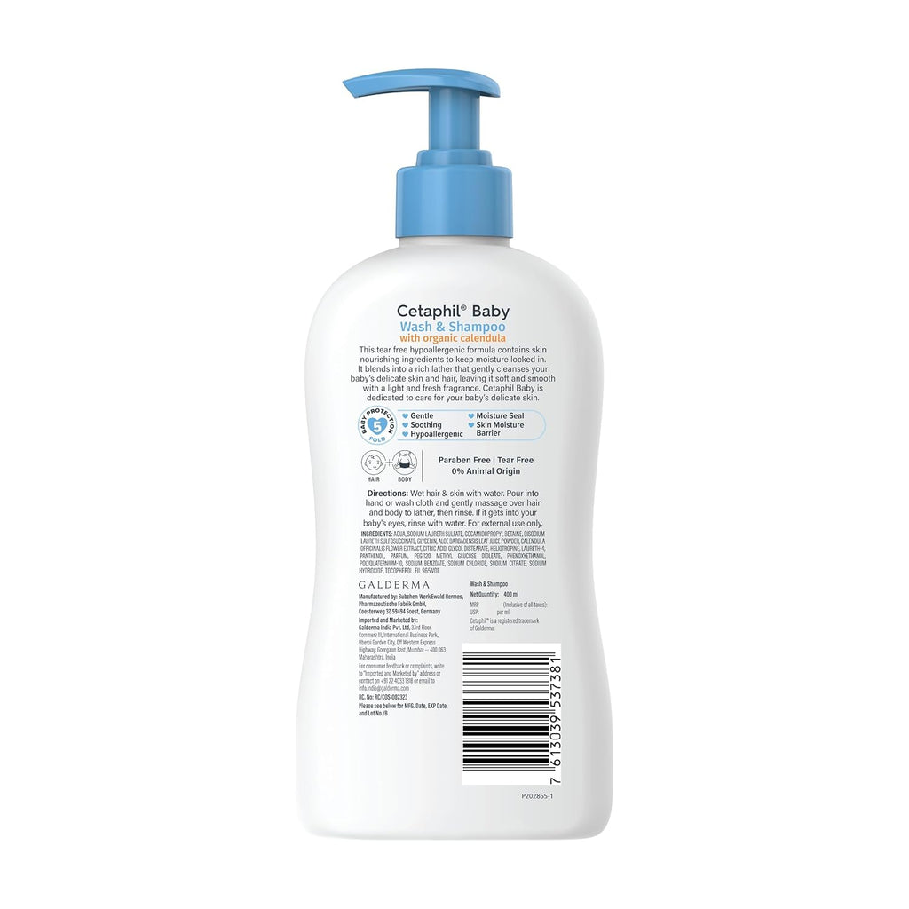 Cetaphil 2-in-1 Baby Shampoo & Body Wash, Tear Free, Calendula, 13.5oz