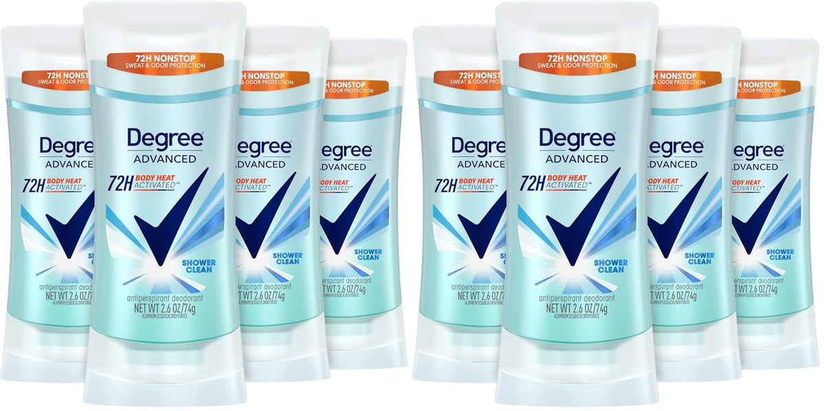 Degree Advanced Antiperspirant Deodorant 4 count 72-Hour Sweat & Odor Protection Shower Clean Antiperspirant for Women with MotionSense Technology 2.6 oz