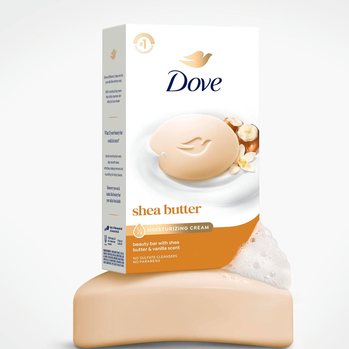 Dove Shea Butter Beauty Bar Soap 8 Count, Cleanser, 3.75 oz I beauty bar