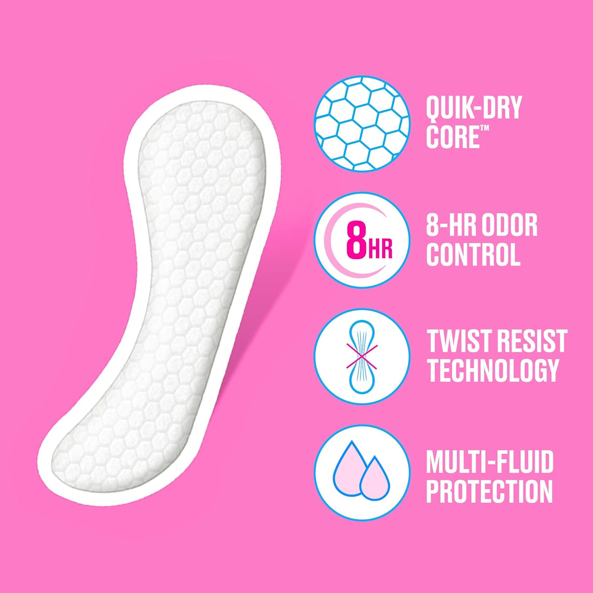 Carefree Panty Liners for Women – Regular, Unscented, Individually Wrapped, 54 Count