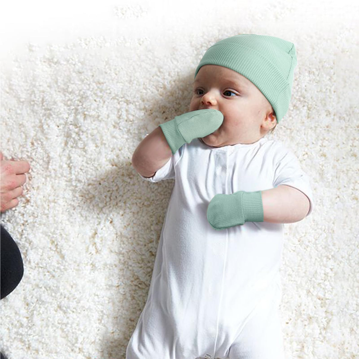 BQUBO Baby Hats and Mittens Infant Cotton Beanie Gloves No Scratch Set Newborn Hospital Hat for Boys Girls