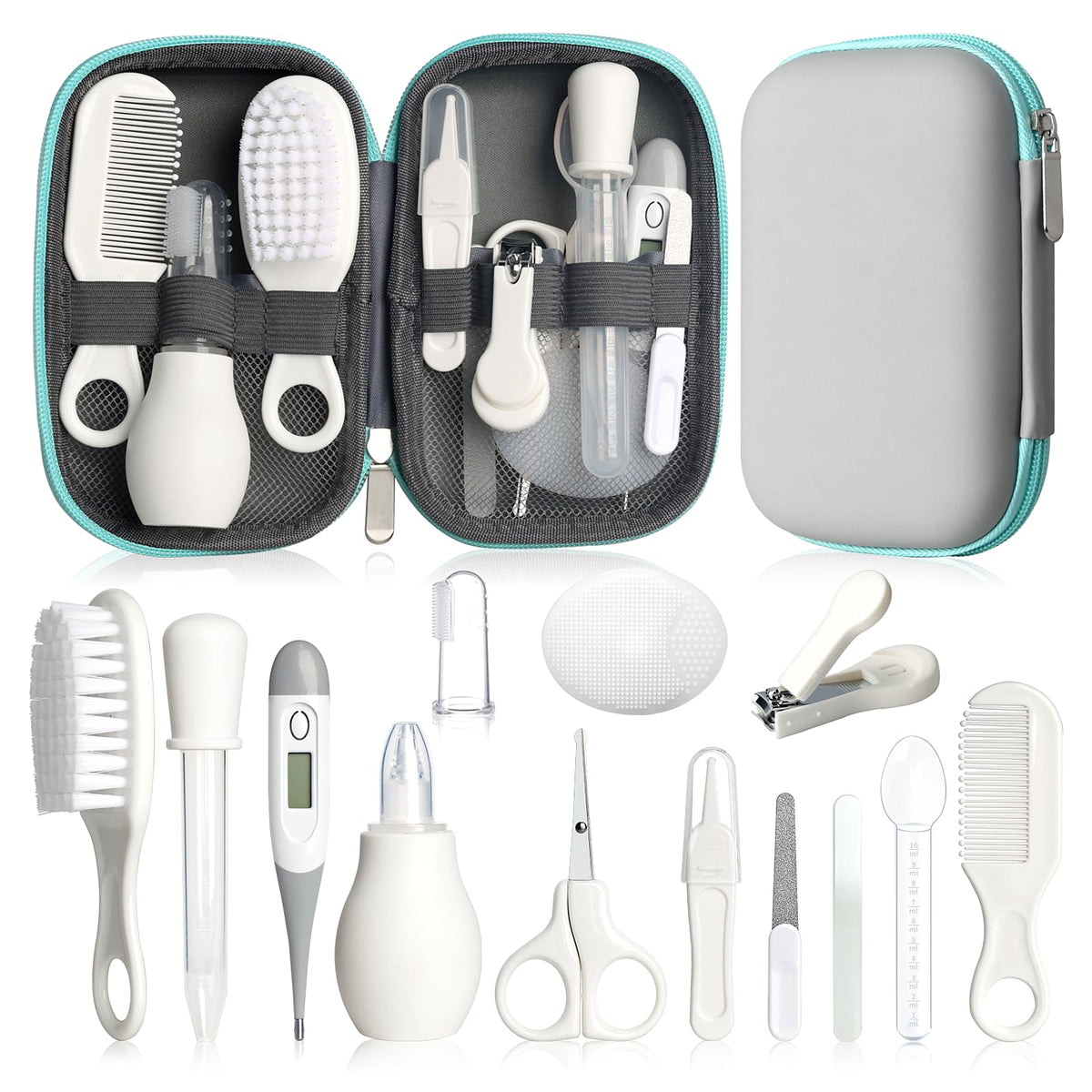 Baby Grooming Kit – Infant Safety Care Set with Hair Brush, Comb, Nail Clipper & Nasal Aspirator, Newborn Essentials (Pink)