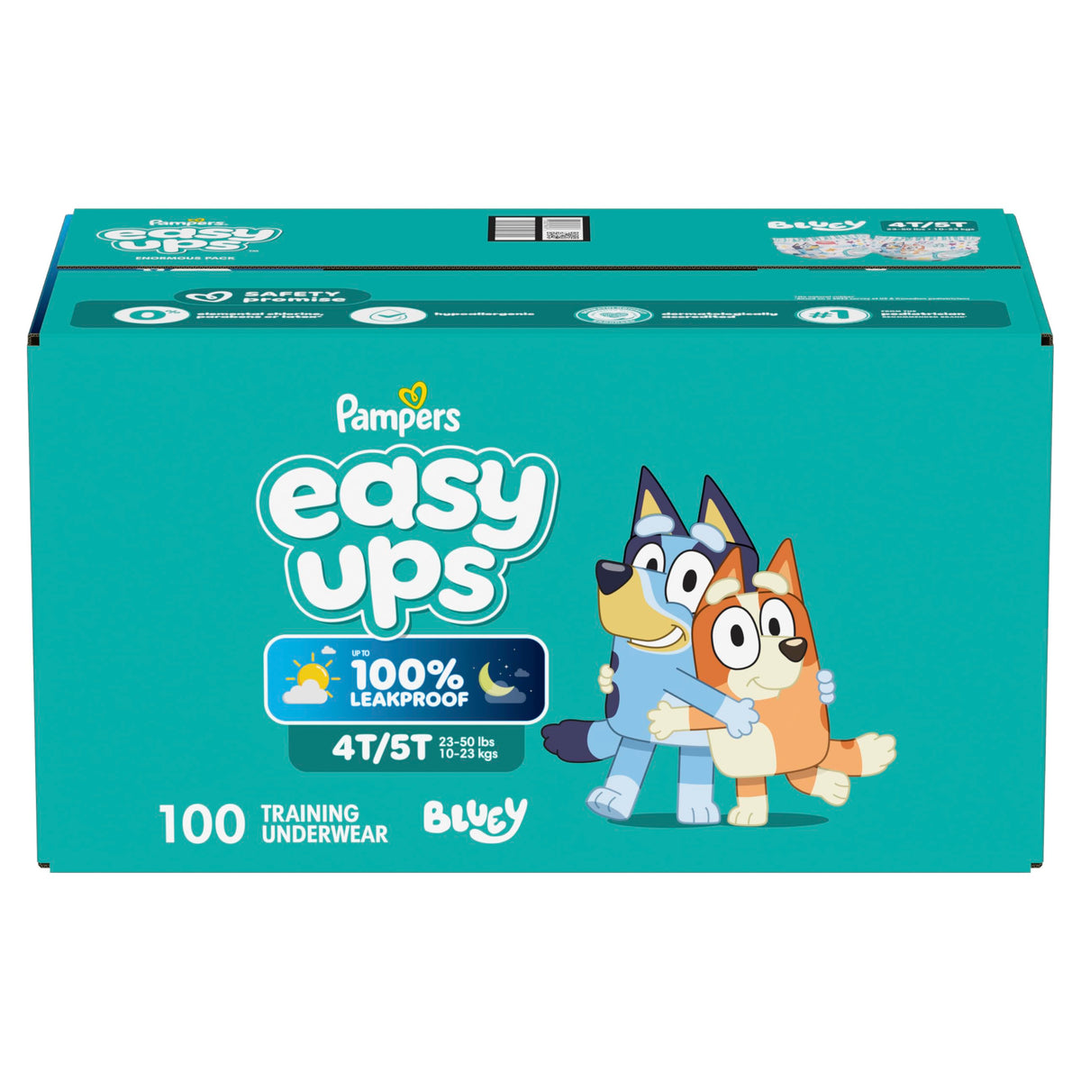 Easy Ups Girls & Boys Potty Training Pants, Size 4 (2T-3T), 140 Count, Bluey Absorbent Pull Up Training Underwear, Up to 100% Leakproof Day and Night, Hypoallergenic