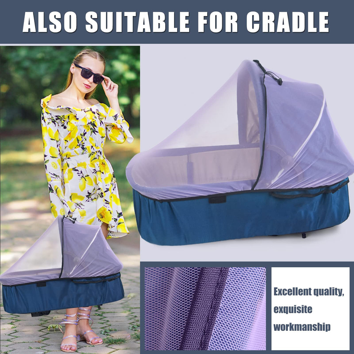 Sysmie Baby Mosquito Net for Infant Car Seat and Doona Stroller, White