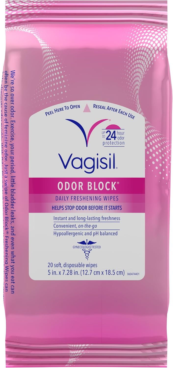 VAGISIL Anti-Itch Medicated Feminine Wipes, Max Strength, 20 Wipes (1 Pack)
