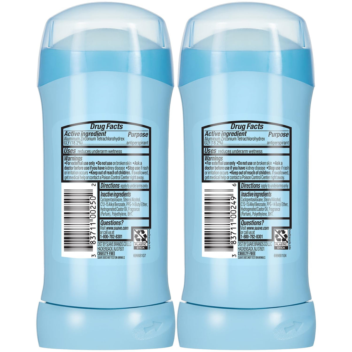 Suave Antiperspirant Deodorant, Fresh & Powder 2-Pack, 2.6 Oz Ea