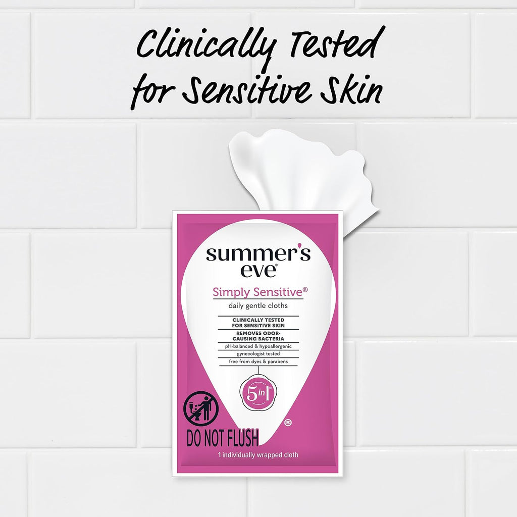 Summer's Eve Gentle Feminine Wipes, Simply Sensitive, 12 Count