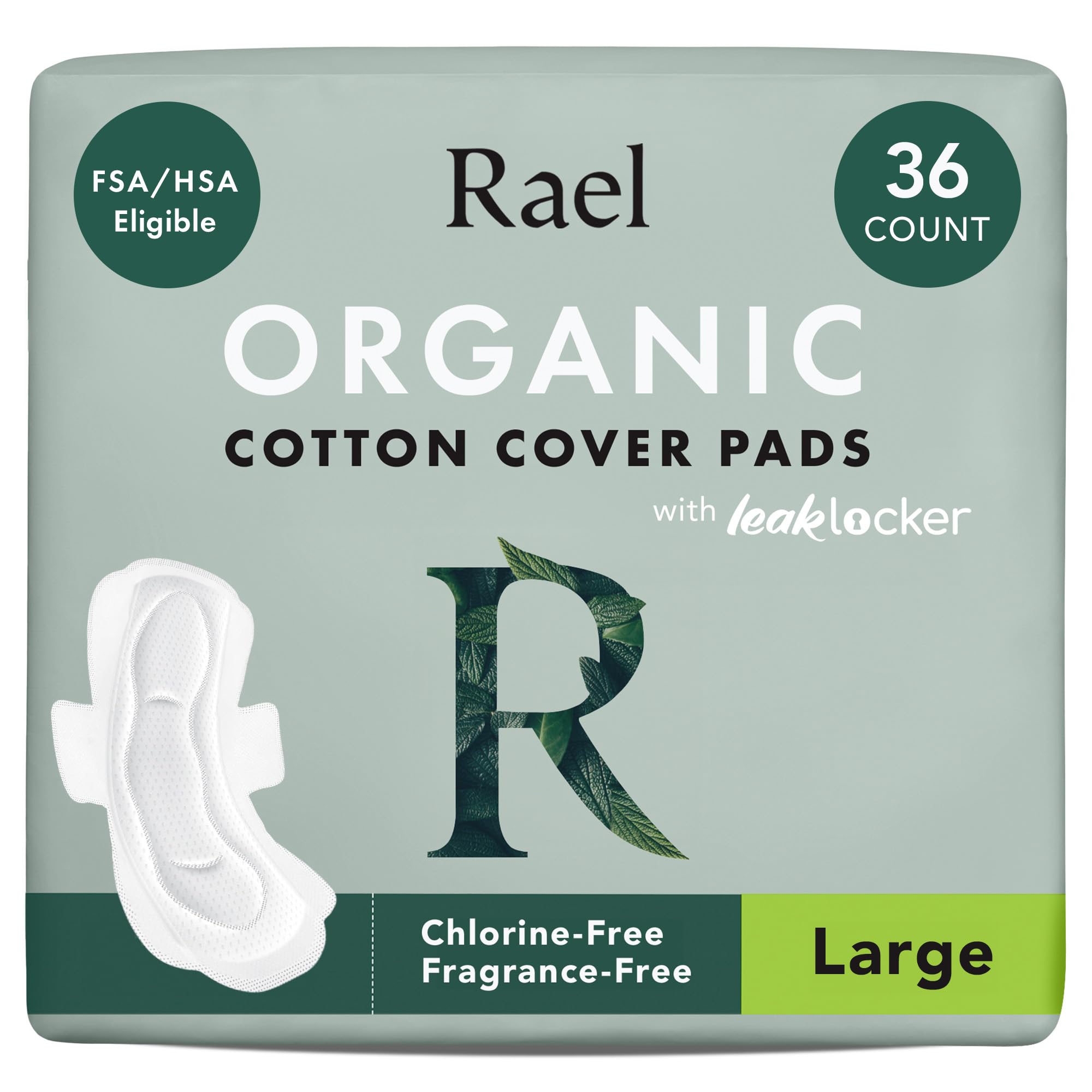 Rael Organic Cotton Cover Sanitary Pads for Women Moderate (Regular, 56 Ct)