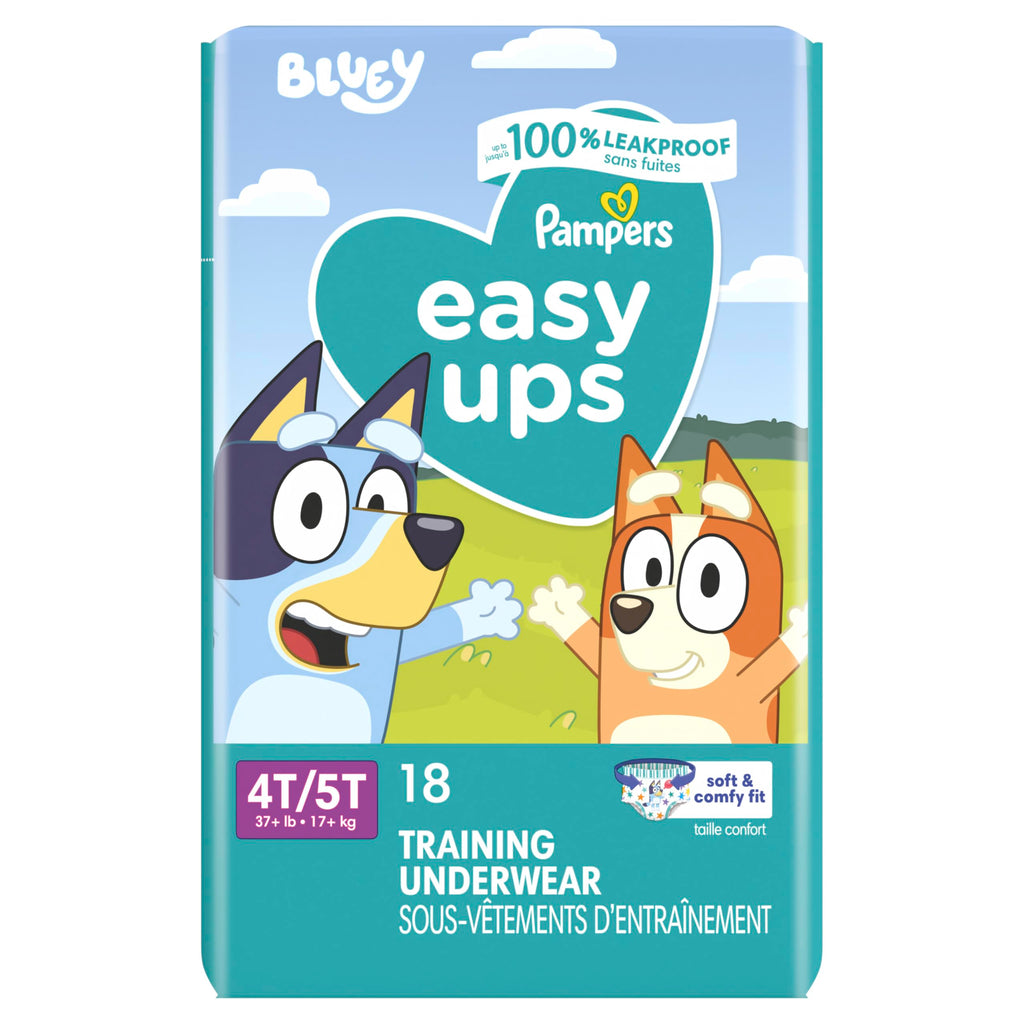 Easy Ups Girls & Boys Potty Training Pants, Size 4 (2T-3T), 140 Count, Bluey Absorbent Pull Up Training Underwear, Up to 100% Leakproof Day and Night, Hypoallergenic