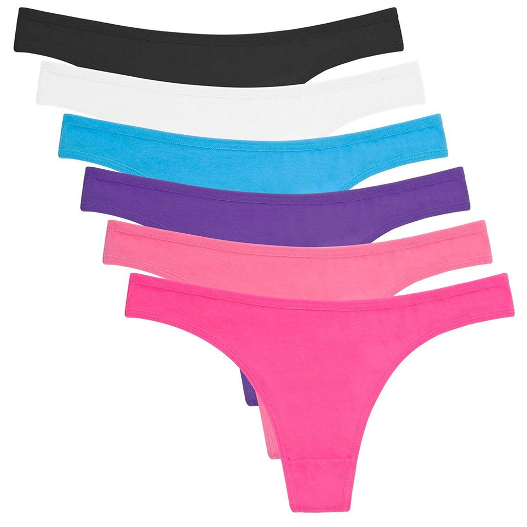 ANZERMIX Women's Breathable Cotton Thong Panties Pack of 6