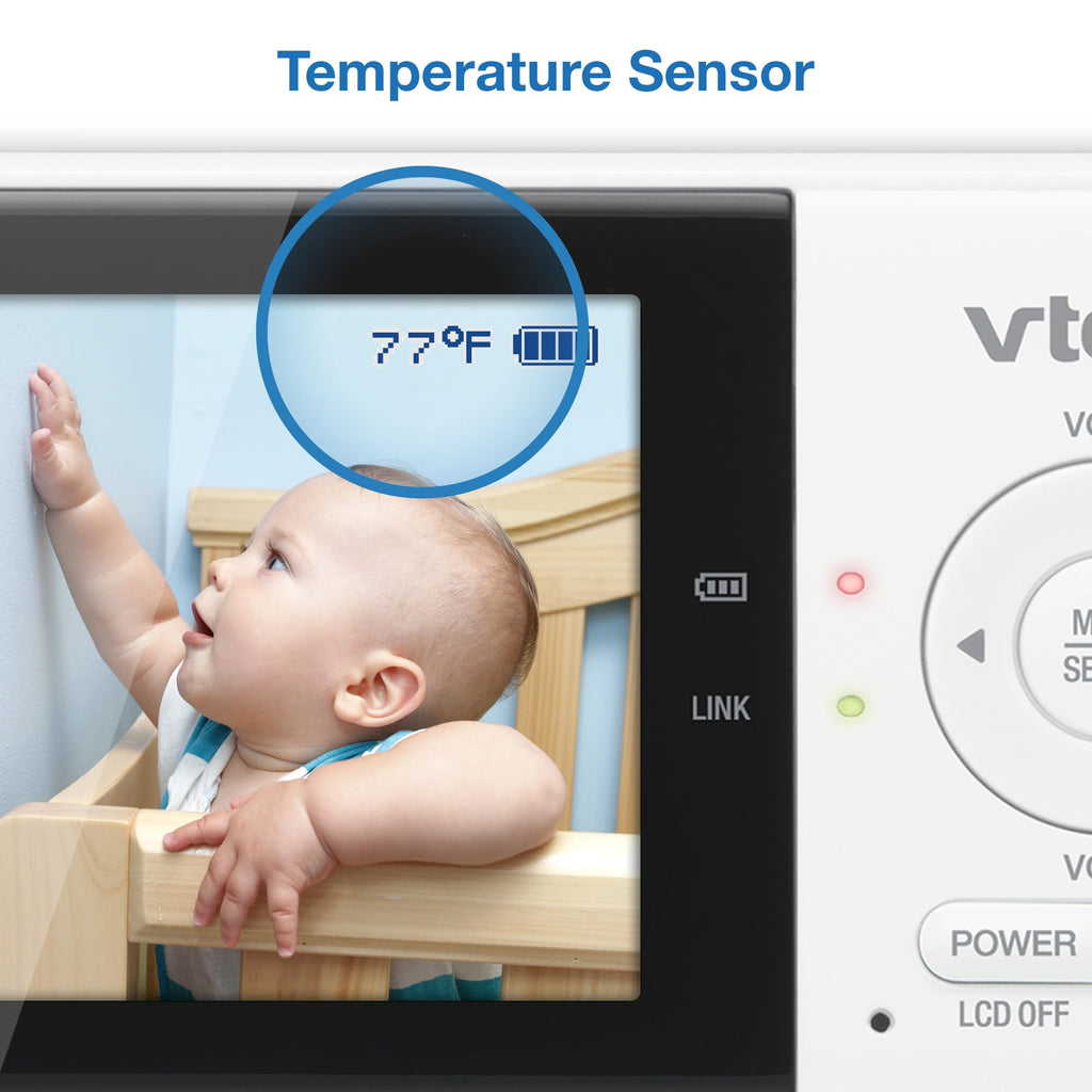 VTech Baby Monitor No WiFi – 19Hr Video Battery, 1000ft Range, Night Vision, Two-Way Talk, Temperature Sensor, Sound-Activated Screen, Lullabies | VM819