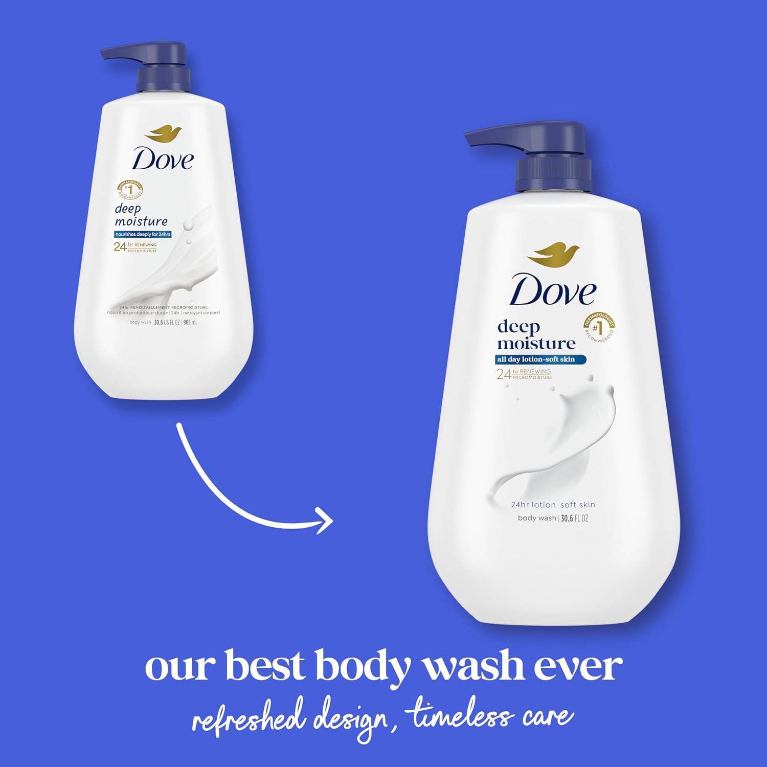 Dove Body Wash Body Wash Deep Moisture 30.6 oz Pump, Sulfate Free | Dove Deep Moisture Body Wash hydrates dry skin for 24 hours with a sulfate-free formula and MicroMoisture technology.