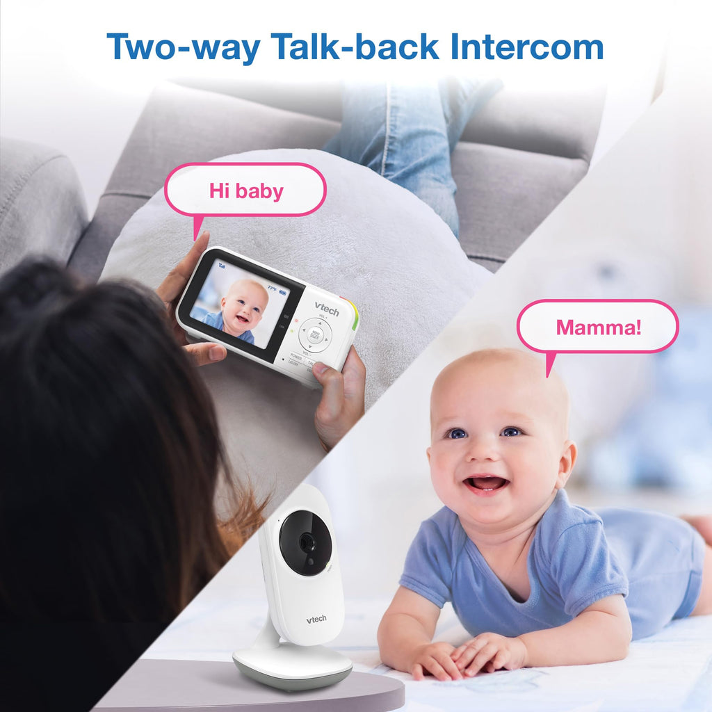 VTech Baby Monitor No WiFi – 19Hr Video Battery, 1000ft Range, Night Vision, Two-Way Talk, Temperature Sensor, Sound-Activated Screen, Lullabies | VM819