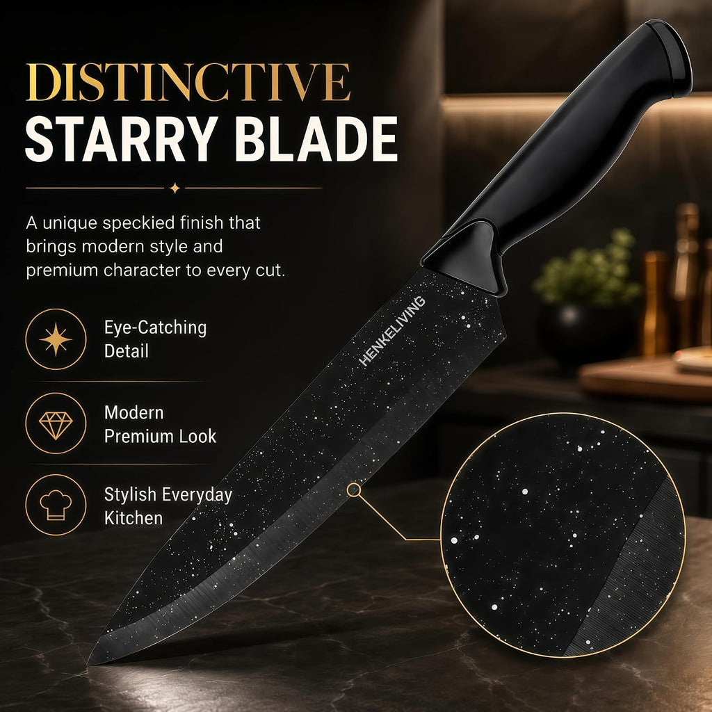 14-Piece Black Kitchen Knife Block Set with Built-In Sharpener | German high-carbon stainless steel blades, dishwasher safe, ultra-sharp edges, ergonomic non-slip handles