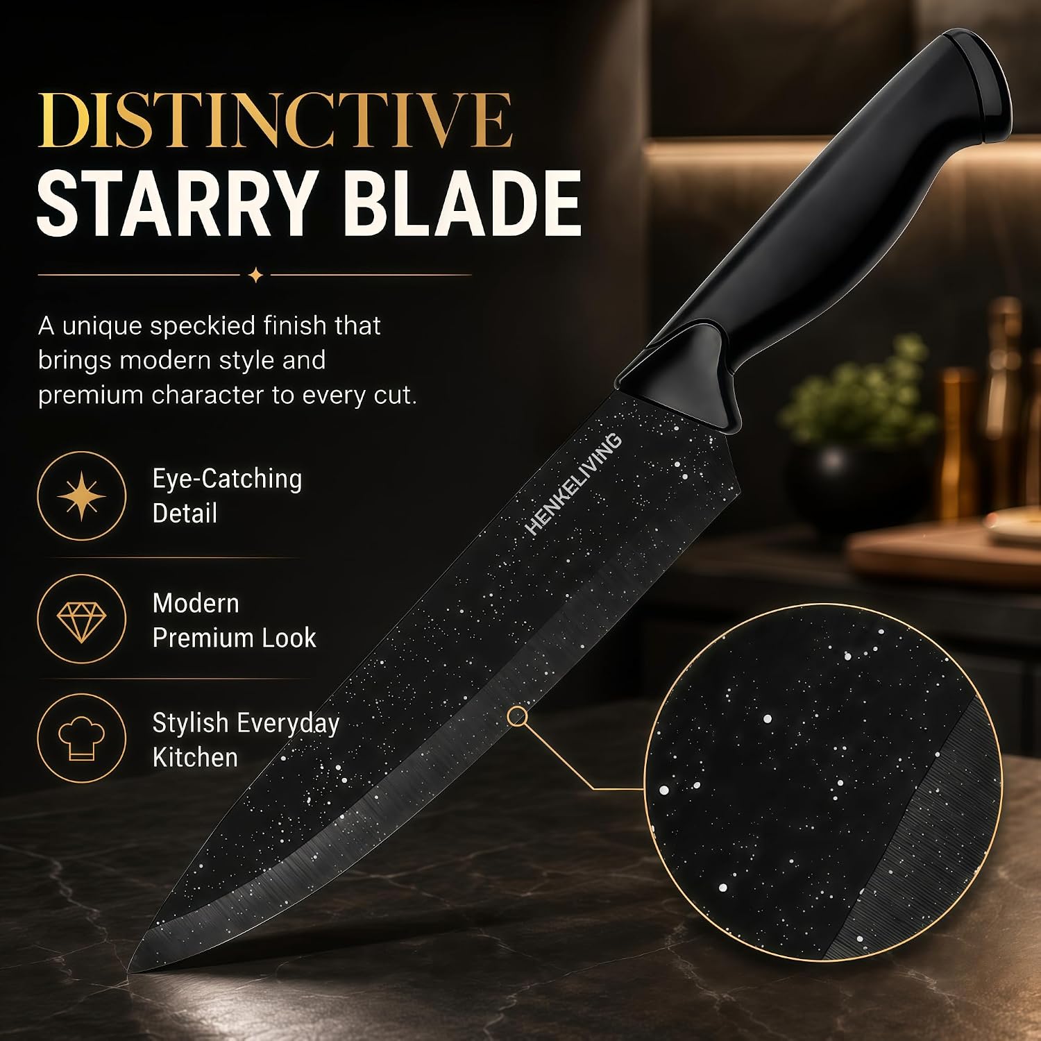 14-Piece Black Kitchen Knife Block Set with Built-In Sharpener | German high-carbon stainless steel blades, dishwasher safe, ultra-sharp edges, ergonomic non-slip handles