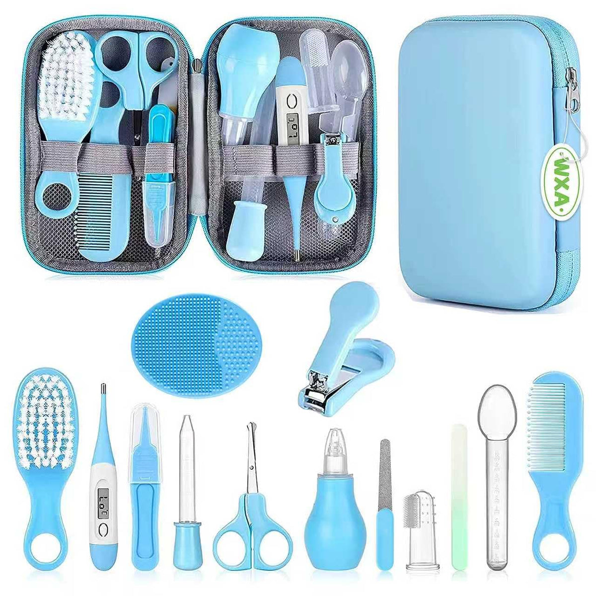 Baby Grooming Kit – Infant Safety Care Set with Hair Brush, Comb, Nail Clipper & Nasal Aspirator, Newborn Essentials (Pink)