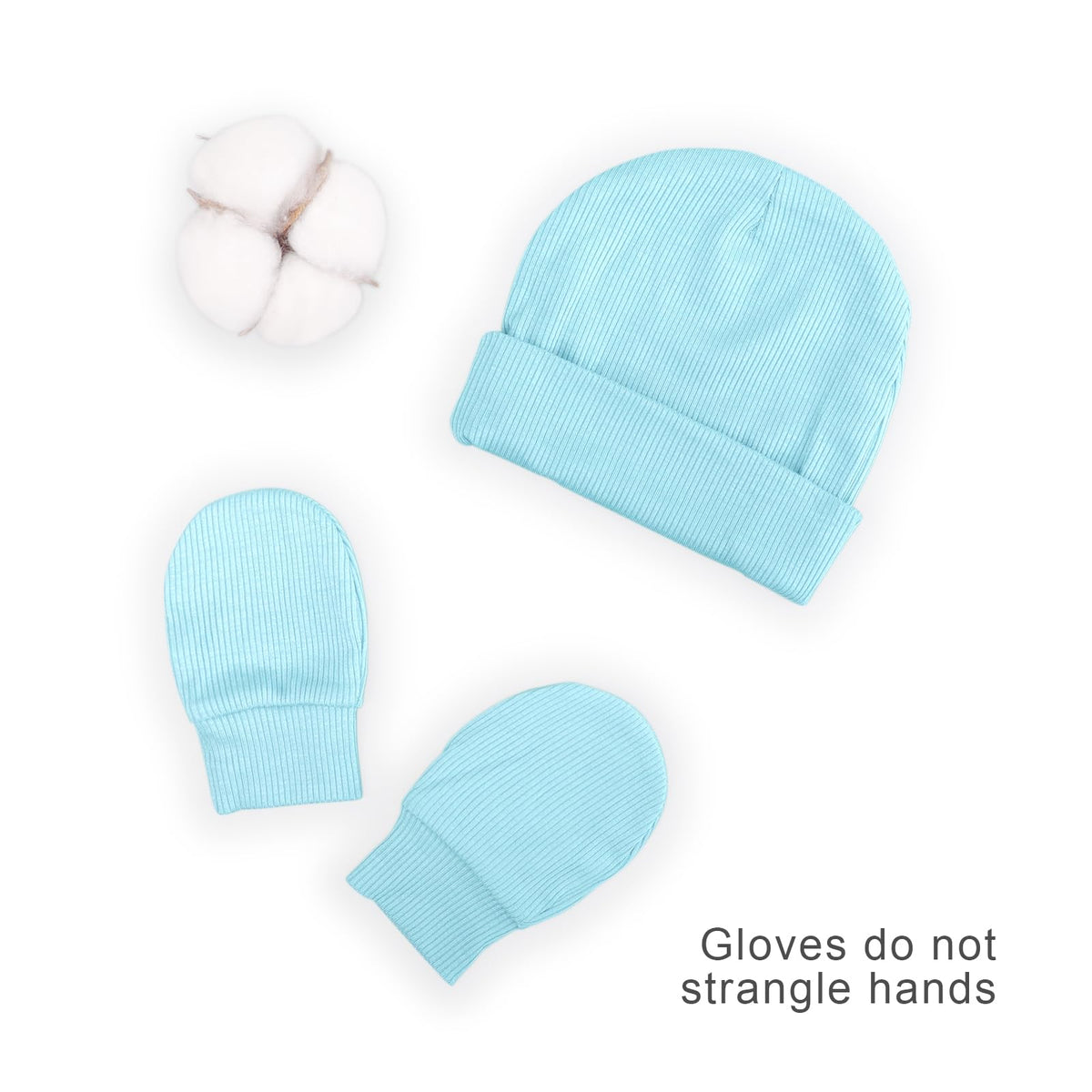 BQUBO Baby Hats and Mittens Infant Cotton Beanie Gloves No Scratch Set Newborn Hospital Hat for Boys Girls