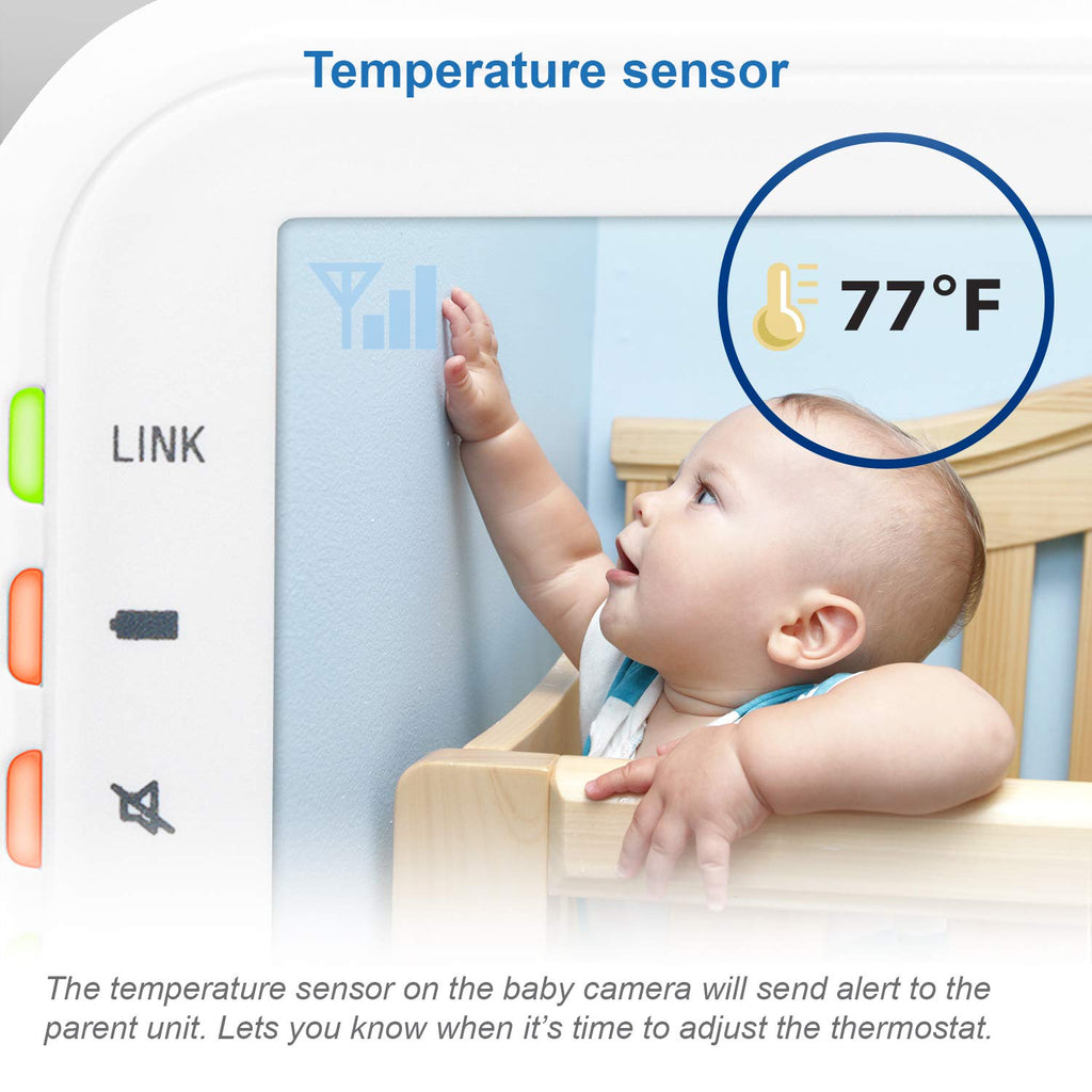 VTech Baby Monitor No WiFi – 19Hr Video Battery, 1000ft Range, Night Vision, Two-Way Talk, Temperature Sensor, Sound-Activated Screen, Lullabies | VM819