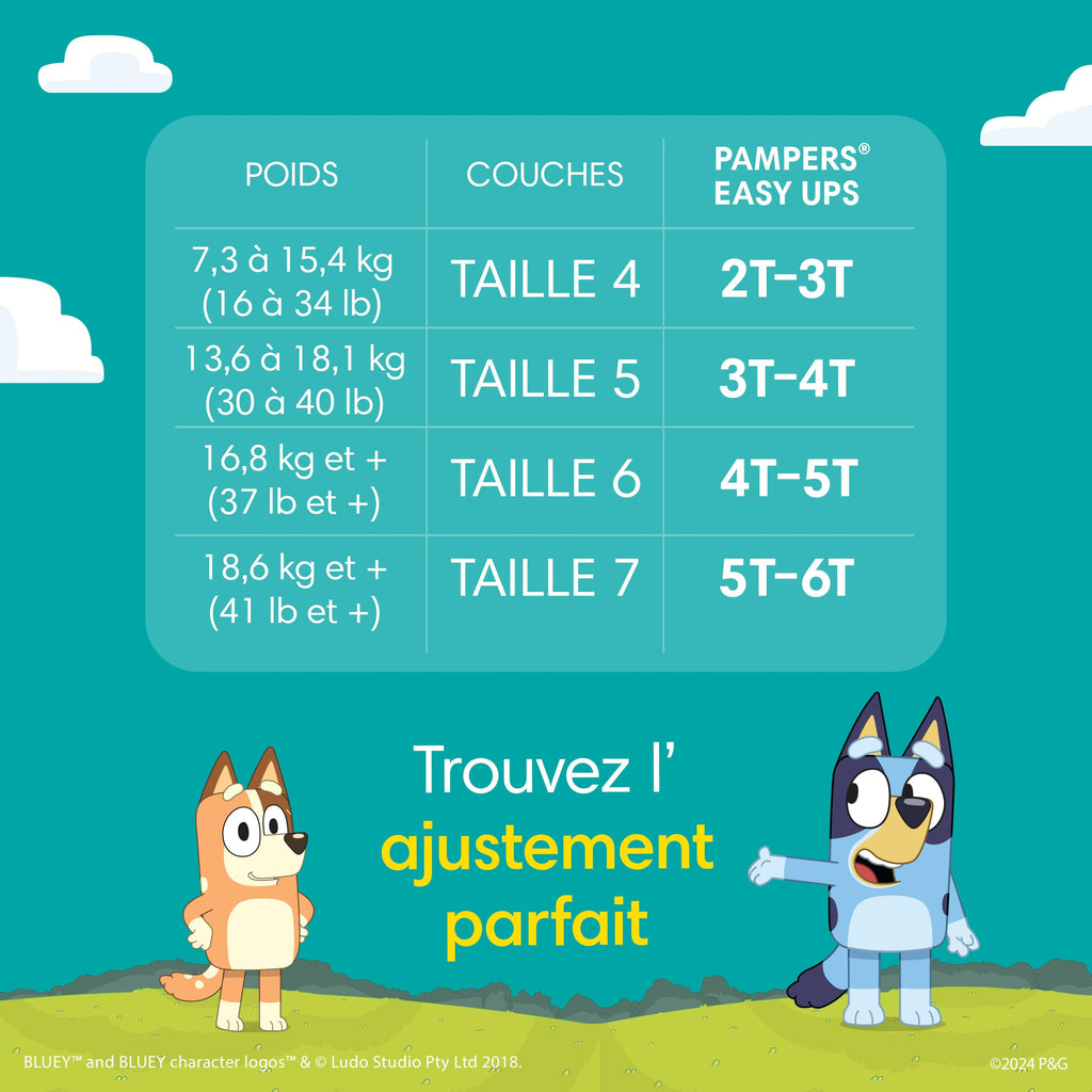 Easy Ups Girls & Boys Potty Training Pants, Size 4 (2T-3T), 140 Count, Bluey Absorbent Pull Up Training Underwear, Up to 100% Leakproof Day and Night, Hypoallergenic
