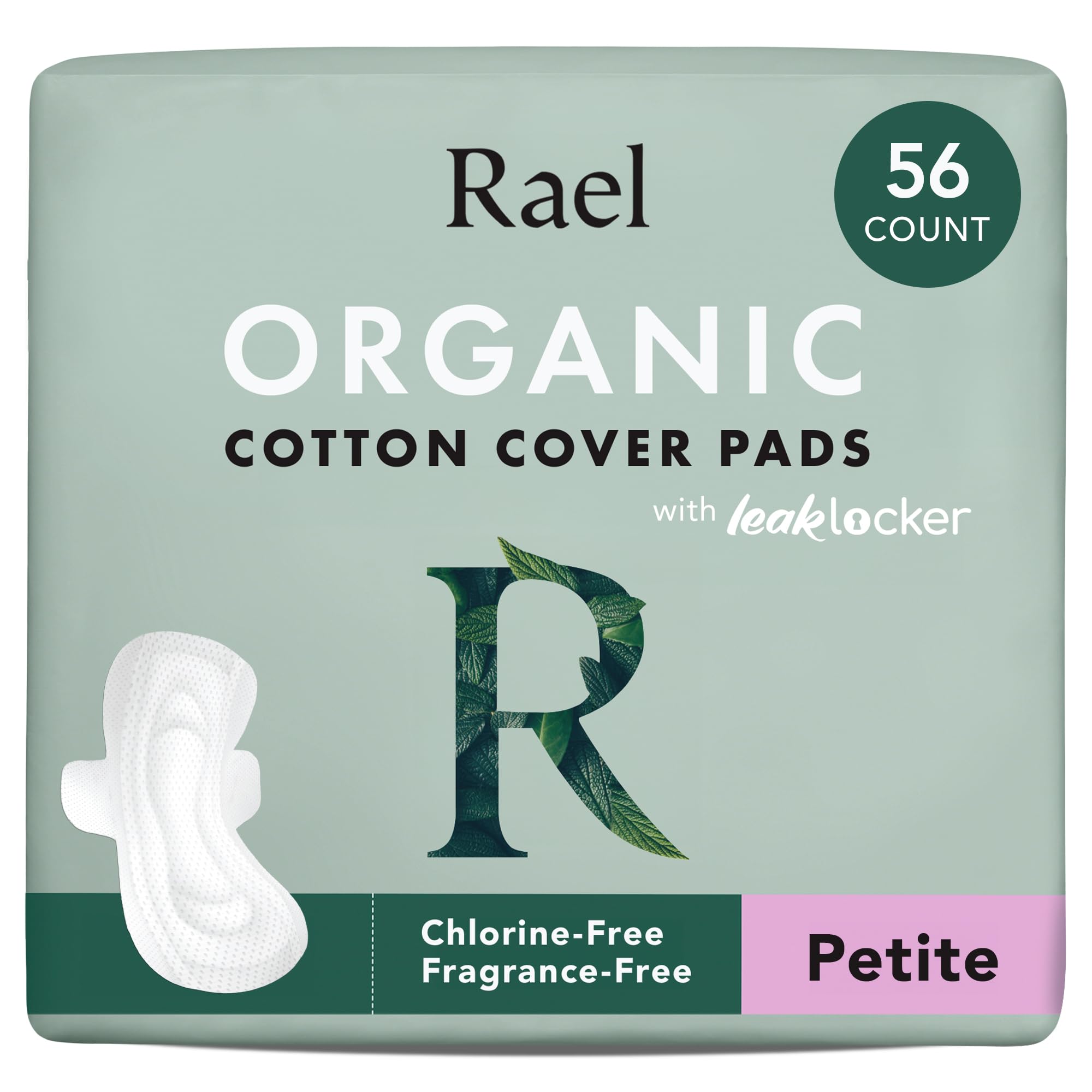 Rael Organic Cotton Cover Sanitary Pads for Women Moderate (Regular, 56 Ct)