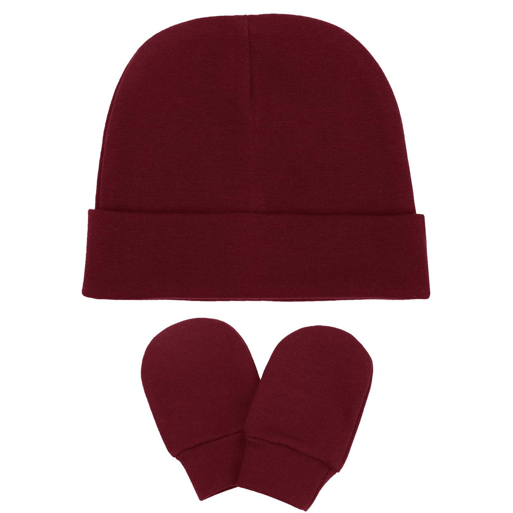 BQUBO Baby Hats and Mittens Infant Cotton Beanie Gloves No Scratch Set Newborn Hospital Hat for Boys Girls