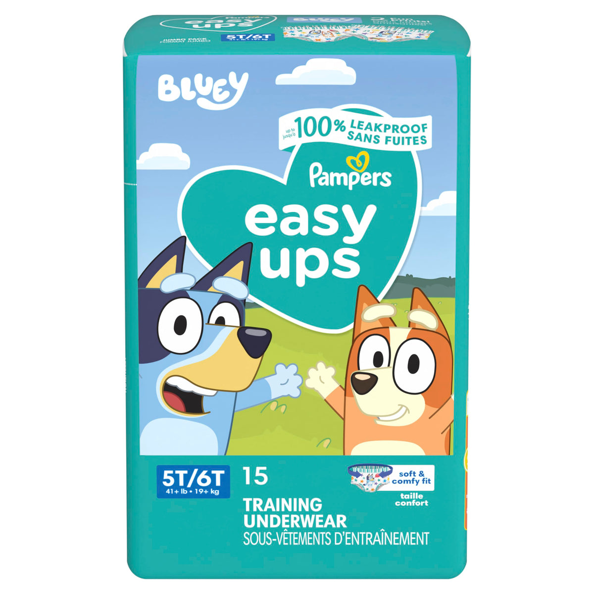 Easy Ups Girls & Boys Potty Training Pants, Size 4 (2T-3T), 140 Count, Bluey Absorbent Pull Up Training Underwear, Up to 100% Leakproof Day and Night, Hypoallergenic