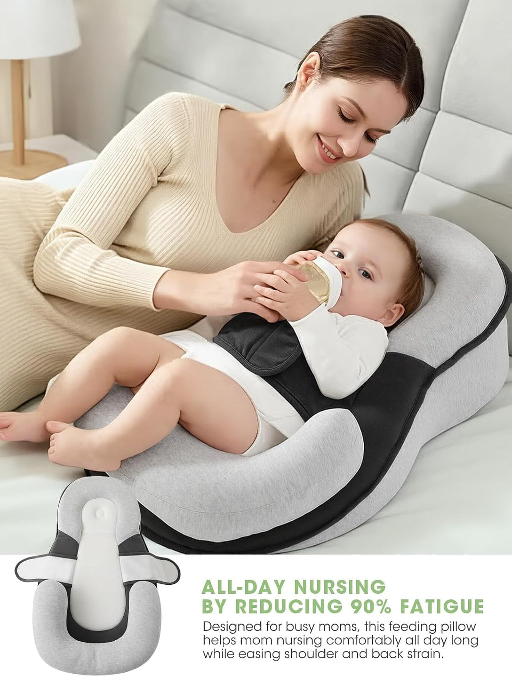 Baby Bottle Feeding Support Pillow – Portable Hands-Free Cushion for Newborn Bottle & Breastfeeding