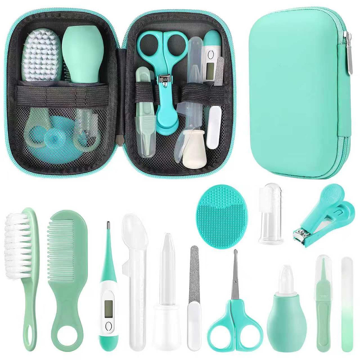 Baby Grooming Kit – Infant Safety Care Set with Hair Brush, Comb, Nail Clipper & Nasal Aspirator, Newborn Essentials (Pink)