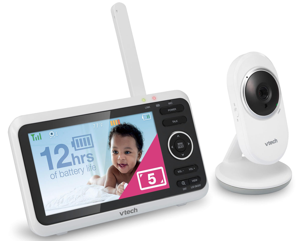 VTech Baby Monitor No WiFi – 19Hr Video Battery, 1000ft Range, Night Vision, Two-Way Talk, Temperature Sensor, Sound-Activated Screen, Lullabies | VM819