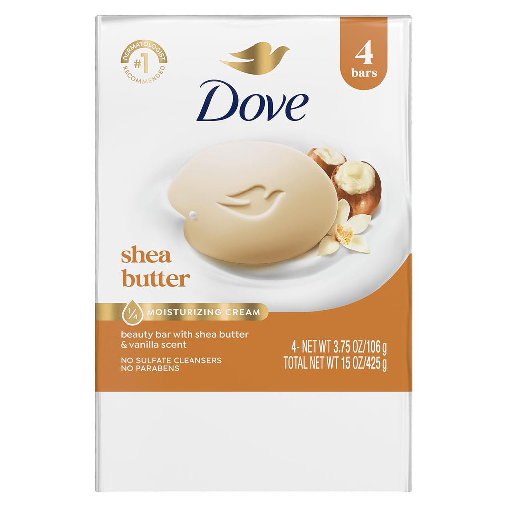 Dove Shea Butter Beauty Bar Soap 8 Count, Cleanser, 3.75 oz I beauty bar