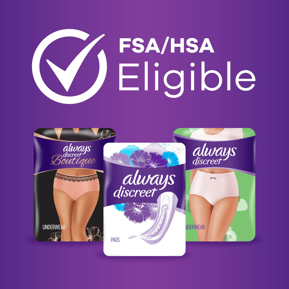 Always Discreet Adult Diapers for Women, Incontinence Underwear, Postpartum Essentials, Disposable Briefs, Max Absorbency, Bladder Leak Protection, Small/Medium, 32ct