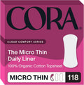 Cora 100% Organic Cotton Topsheet Period Liners (118 Micro Thin Liners)