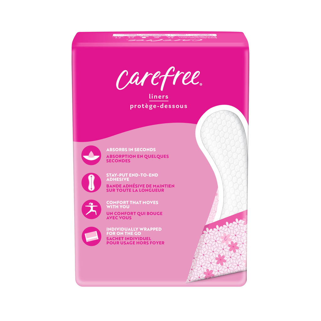 Carefree Panty Liners for Women, Regular, Wrapped, Unscented, 54 ct