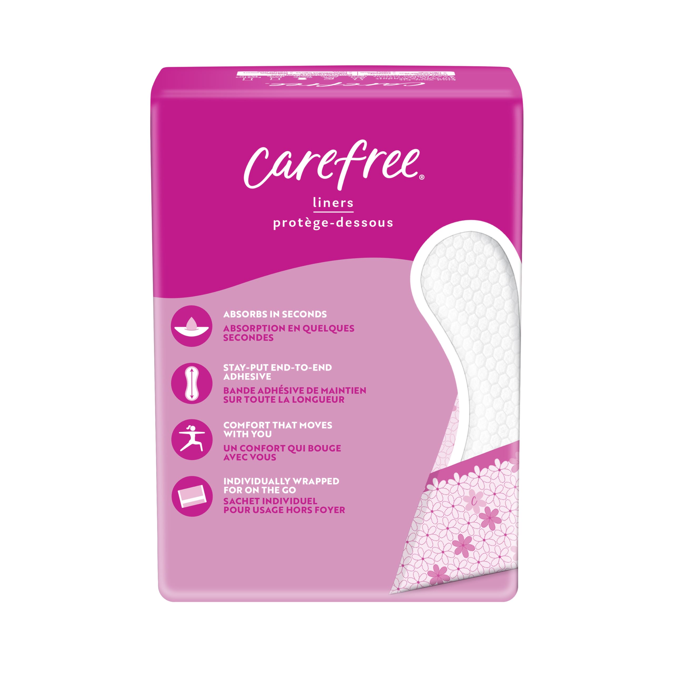 Carefree Panty Liners for Women, Regular, Wrapped, Unscented, 54 ct