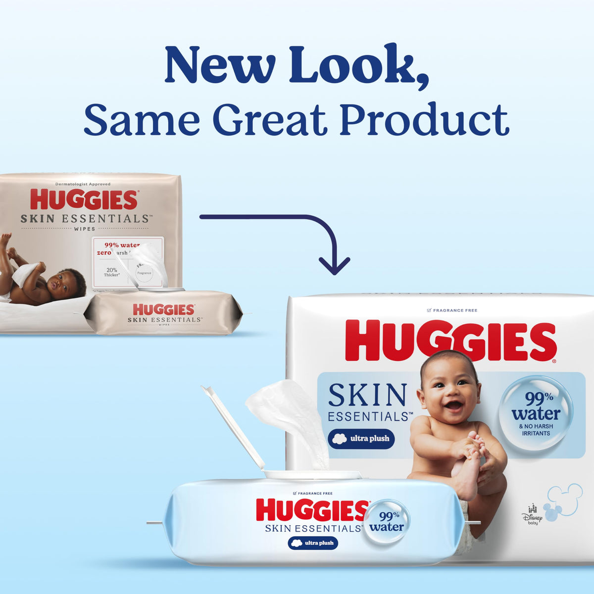 Huggies Skin Essentials Baby Wipes, 99% Water, 15 Packs, 840 Wipes