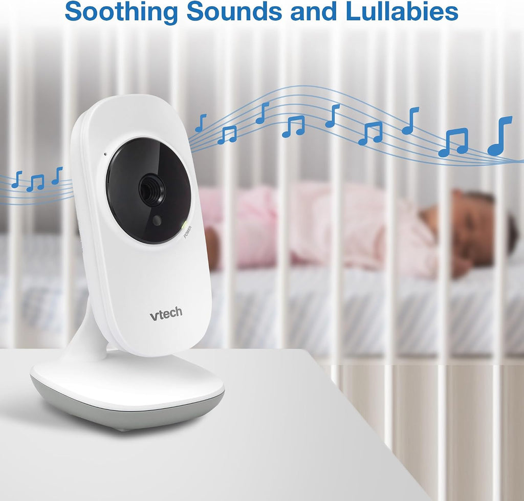 VTech Baby Monitor No WiFi – 19Hr Video Battery, 1000ft Range, Night Vision, Two-Way Talk, Temperature Sensor, Sound-Activated Screen, Lullabies | VM819