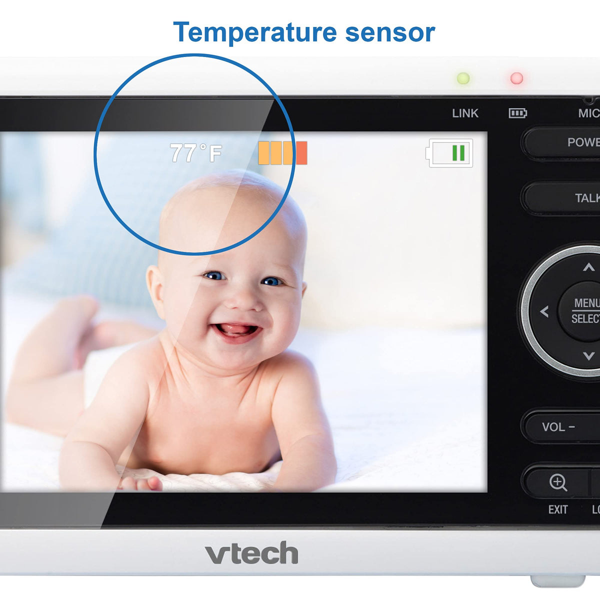 VTech Baby Monitor No WiFi – 19Hr Video Battery, 1000ft Range, Night Vision, Two-Way Talk, Temperature Sensor, Sound-Activated Screen, Lullabies | VM819