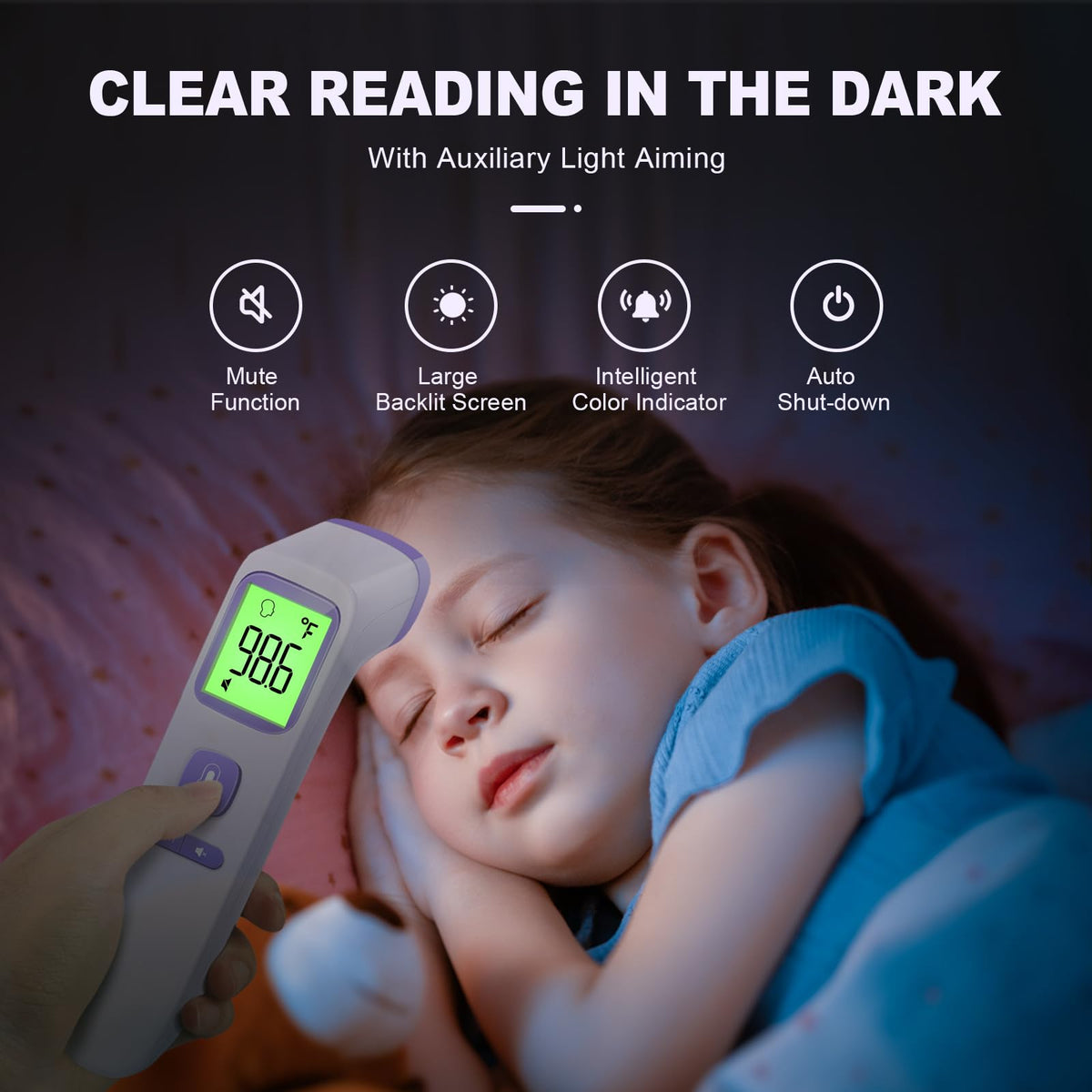No-Touch Thermometer for Adults, Kids, Babies, 1-Sec Fast Accurate (Black)