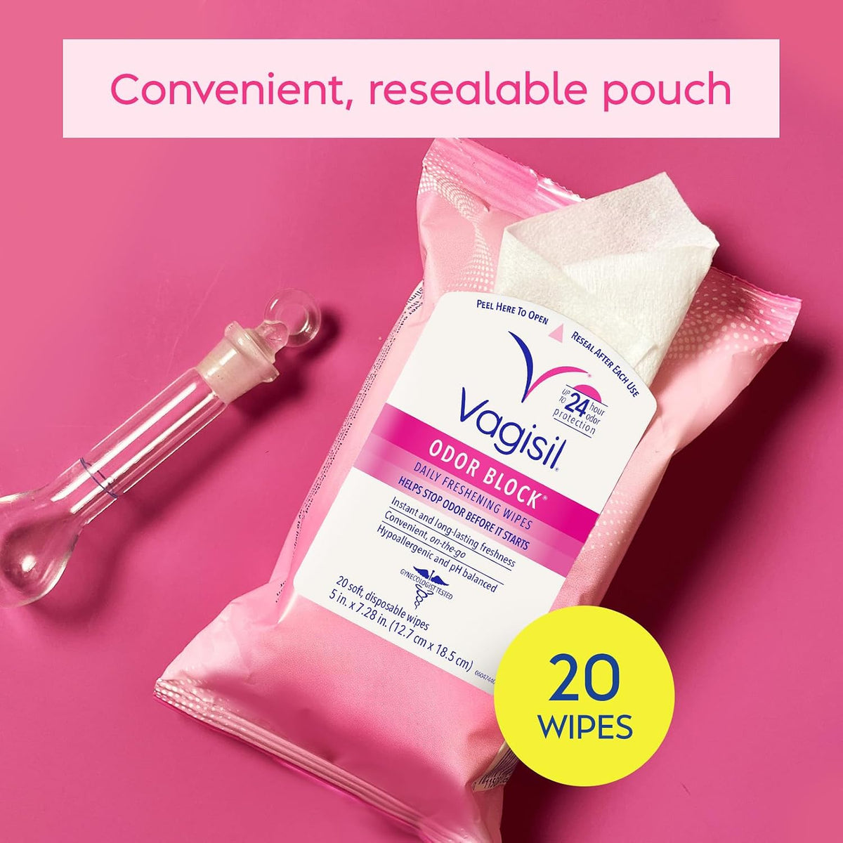 VAGISIL Anti-Itch Medicated Feminine Wipes, Max Strength, 20 Wipes (1 Pack)