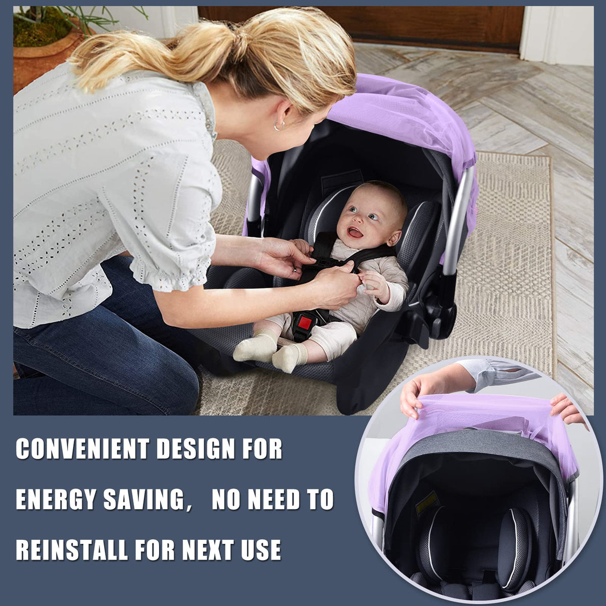 Sysmie Baby Mosquito Net for Infant Car Seat and Doona Stroller, White