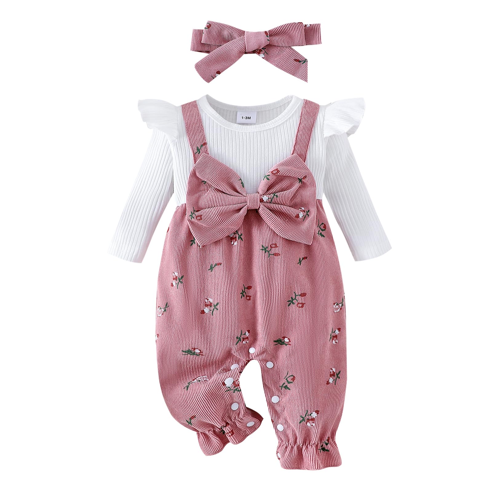 YINGISFITM Newborn Baby Girl Clothes Floral Romper Fack Two Piece Jumpsuit