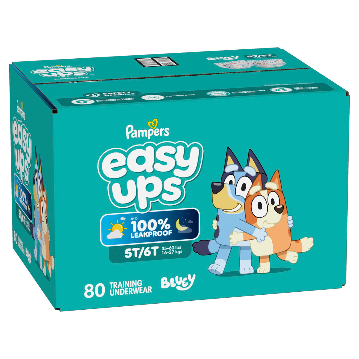 Easy Ups Girls & Boys Potty Training Pants, Size 4 (2T-3T), 140 Count, Bluey Absorbent Pull Up Training Underwear, Up to 100% Leakproof Day and Night, Hypoallergenic