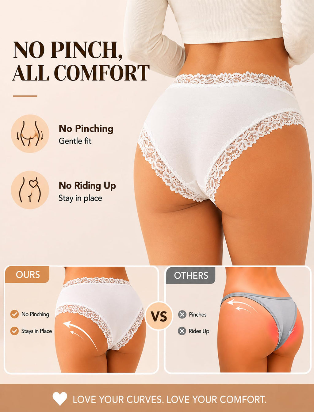 Cotton Underwear for Women Sexy Lace Panties Cheeky Bikini Lingerie Sets 6
