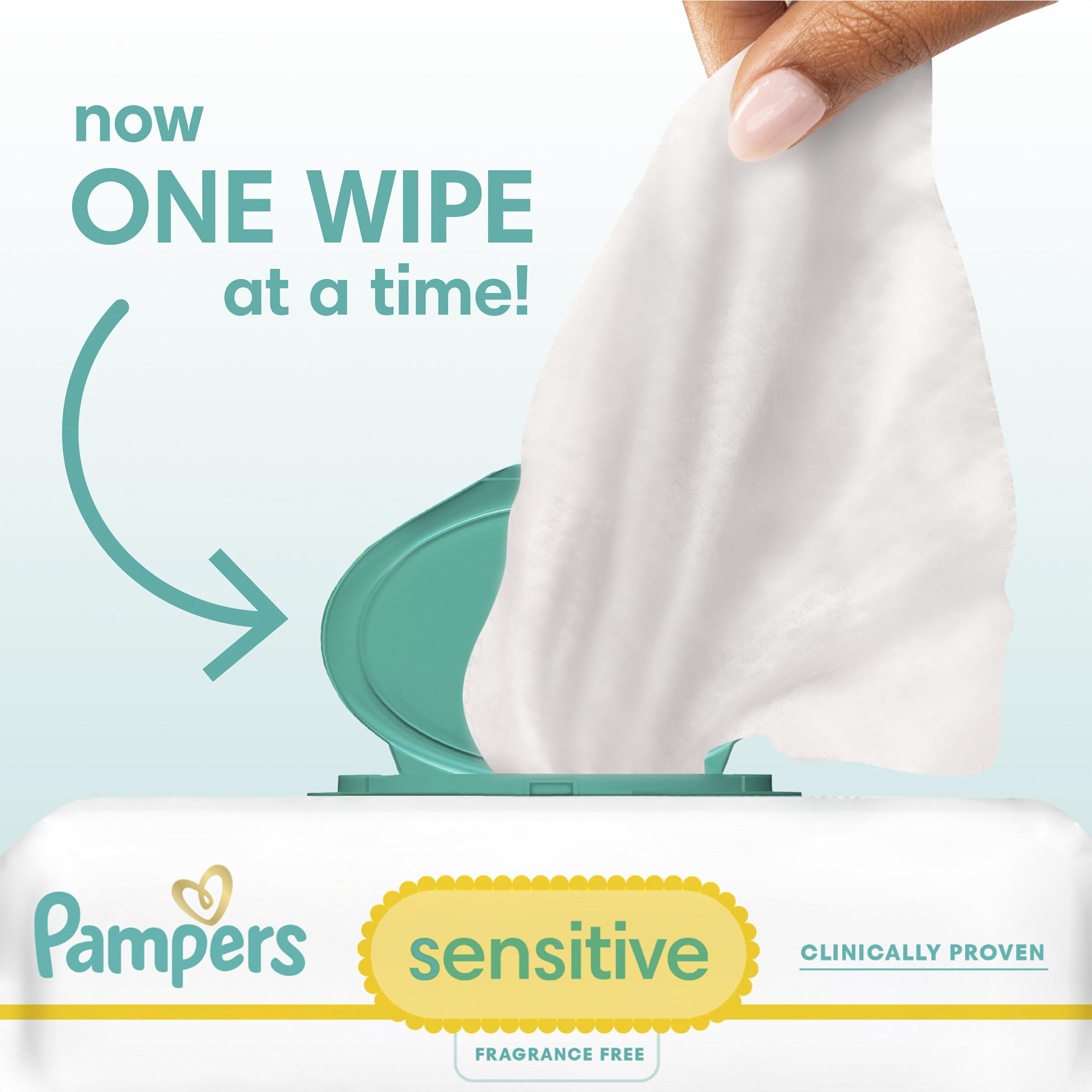 Pampers Sensitive Baby Wipes, Clinically Proven, Fragrance Free, Unscented, Water Based, Hypoallergenic, Multi-Use, Hand Wipes 504 Wipes Total (6X Flip-Top Packs) [Packaging May Vary]