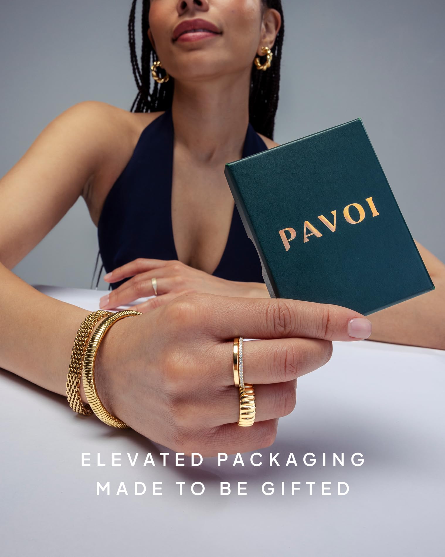 PAVOI 14K Gold Plated 925 Sterling Silver Post Teardrop Chunky Hoop Earrings - Lightweight Drop Earrings for Women - Designer Earring Trendy Jewelry