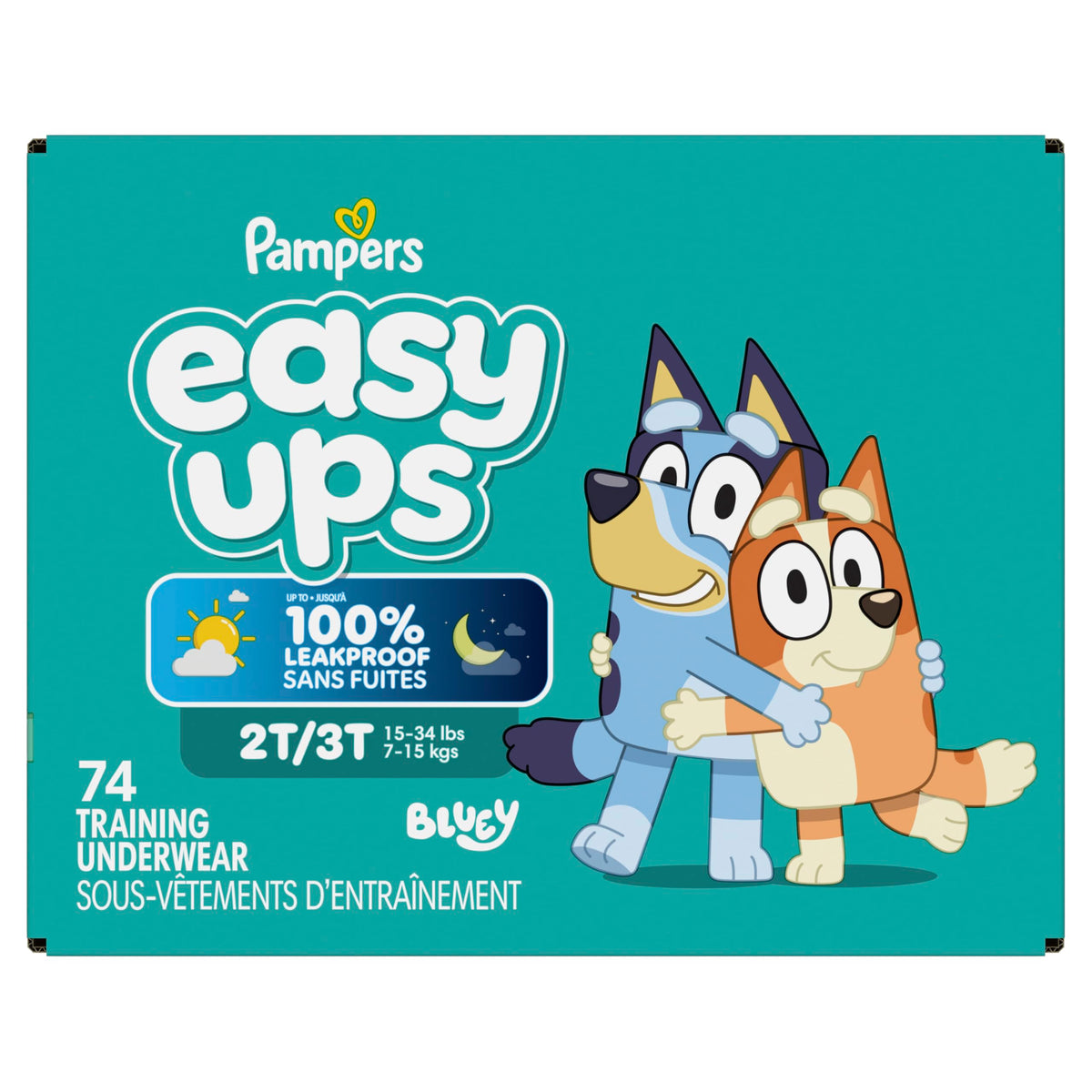 Easy Ups Girls & Boys Potty Training Pants, Size 4 (2T-3T), 140 Count, Bluey Absorbent Pull Up Training Underwear, Up to 100% Leakproof Day and Night, Hypoallergenic