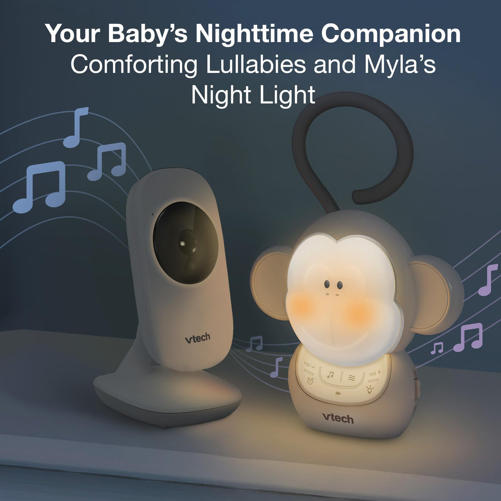 VTech Baby Monitor No WiFi – 19Hr Video Battery, 1000ft Range, Night Vision, Two-Way Talk, Temperature Sensor, Sound-Activated Screen, Lullabies | VM819